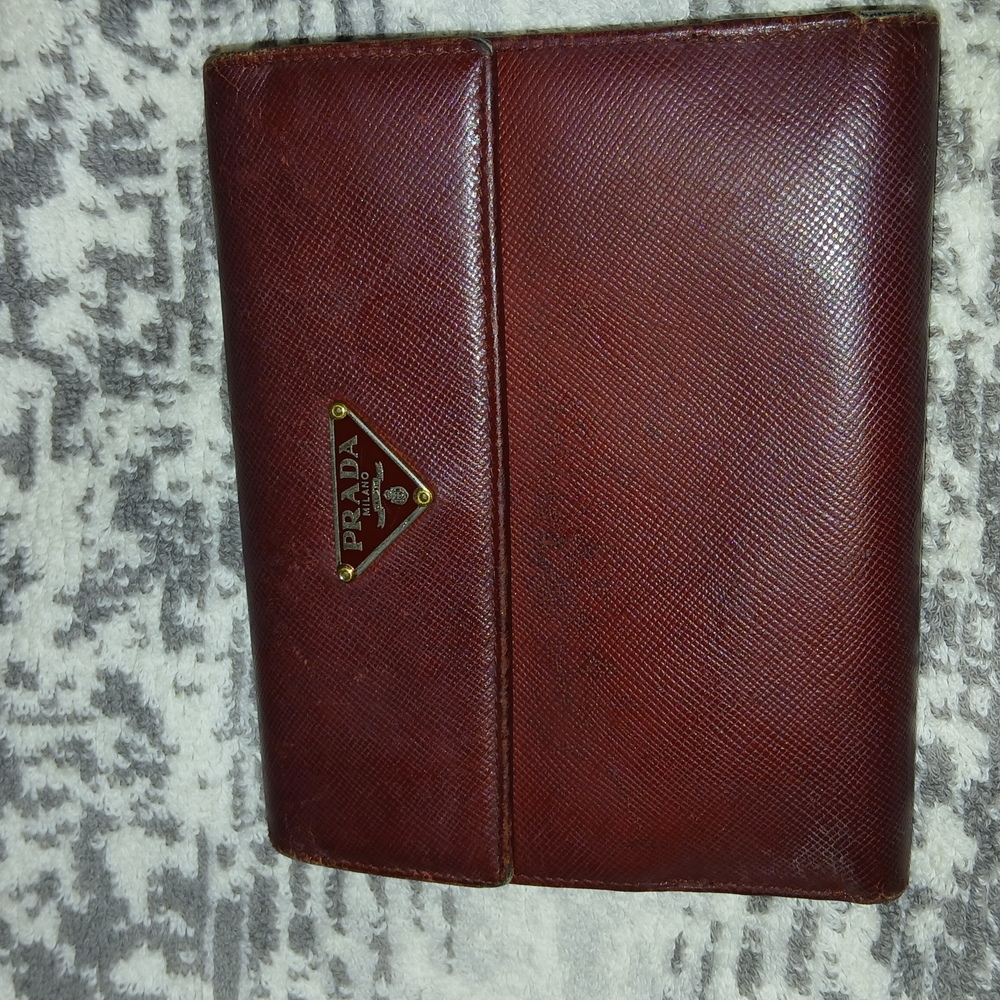Prada Brown Leather Wallet with Signature Logo